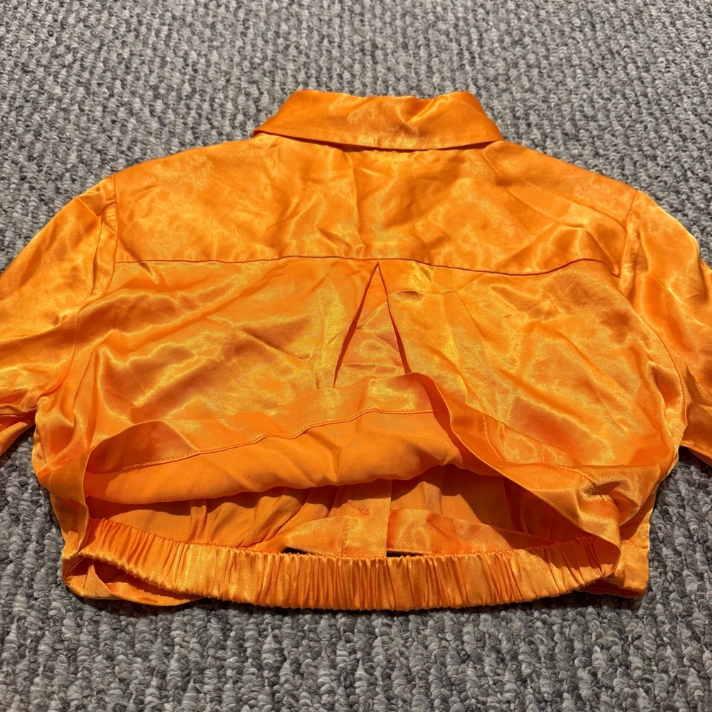 Zara Satin Effect Orange Crop Shirt - Picture 7 of 9